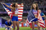 Sydney McLaughlin-Levrone and Gabby Thomas at the Olympic Games-Paris 2024 (Source: Getty)